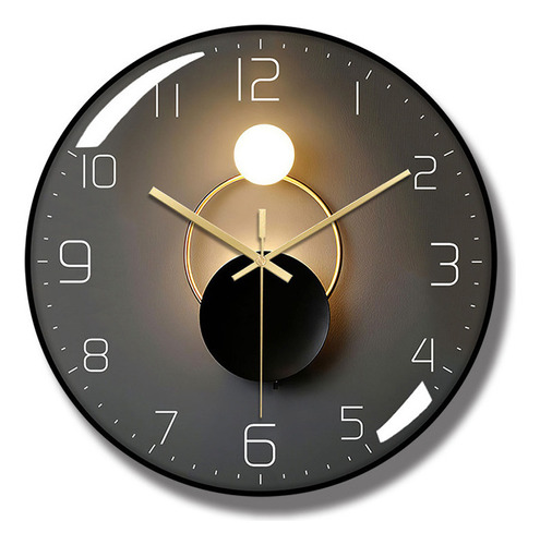 Reloj De Pared Silencioso De Cuarzo Simple De 12 Pulgadas