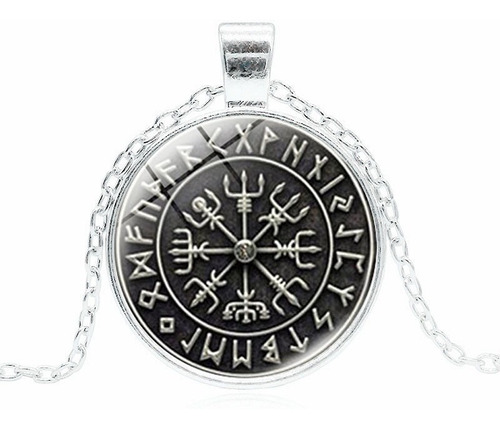 Collar Brujula Vegvisir Amuleto Pagano Vikingo Nordic