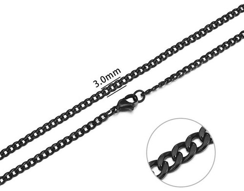 Collar De Cadena De Acero Inoxidable Para Hombres  3mm Black