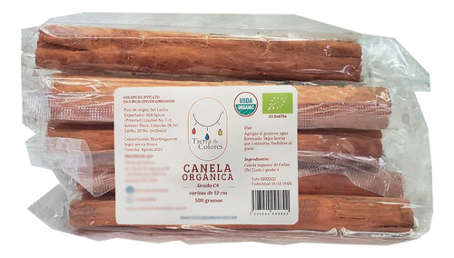 Canela Organica De Ceylan C4 Varitas De 12 Cm Envueltas 500g