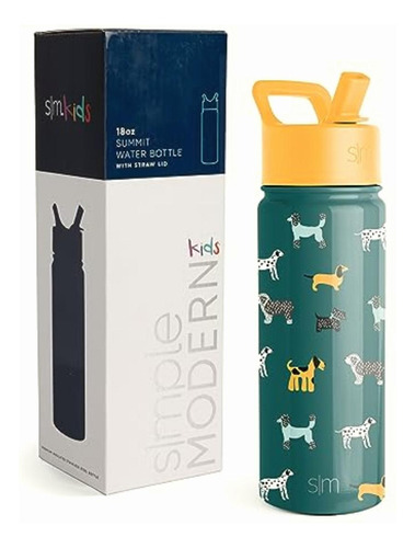 Simple Modern Botella De Agua Para Niños, Con Tapa De Color - Días Para Perros