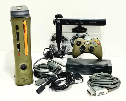 Console Xbox 360 bloqueado com 1 controle e os cabos