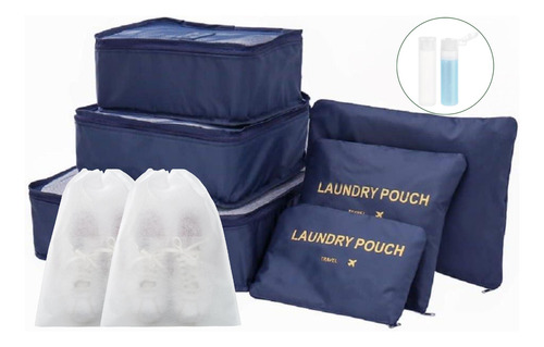 Set 8 Bolsa Organizadora Ropa Calzado Viaje +2 Botellas