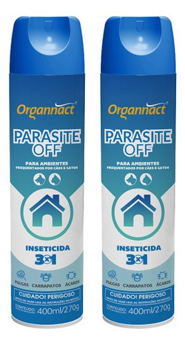 Kit 2 Parasite Off 400ml Anti Pulgas P/ Ambientes- Organnact