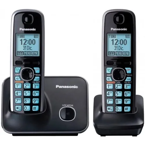 Teléfono Inalámbrico Panasonic KX-TG4112MEB Negro 2 Auriculares