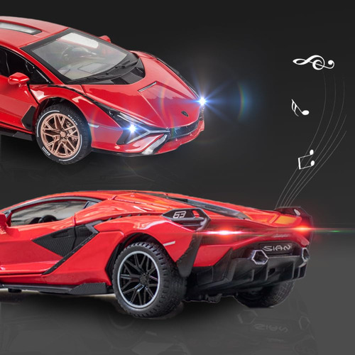 Auto De Juguete Iyeam Lambo Sian Fkp3 Con Luces Y Sonido Roj Color