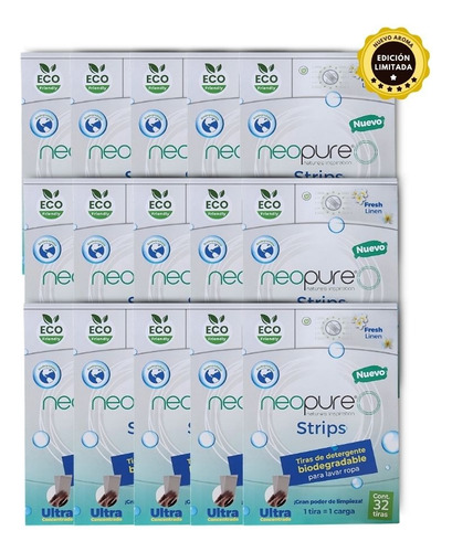 Detergente Biodegradable Eco Laminas Neopure Strips 15 Pack