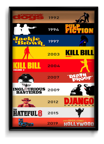 Cuadro Peliculas Tarantino Cine 35x50 (marco+lámina+vidrio)