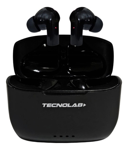 Audífonos Inalámbricos Bluetooth In Ear Tws Negro Tecnolab Luz Rojo