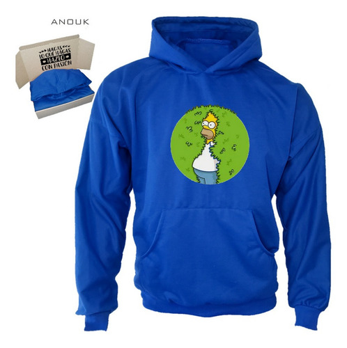 Buzo Hoodie Personalizado Saco Homero Simpson Arbusto Unisex