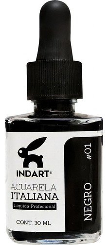 Acuarela Liquida Indart 30ml Concentrada Color Color Negro 01