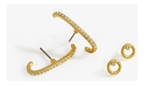 Set Aretes Mistu X2 Pares Bañado En Oro 24k Quilates- Unique