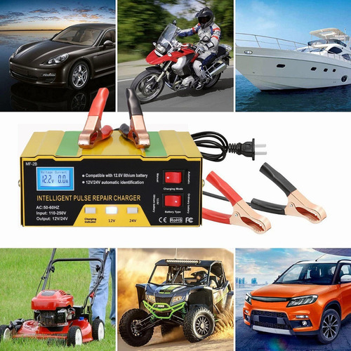 Cargador De Batería Para Coche/motocicleta De 12 V/24 V Con