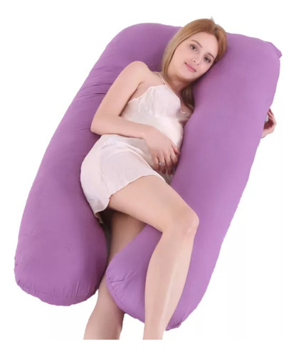 Almohada Para Embarazo Y Lactancia Jumbo Color Lila Lavanda Geométrico