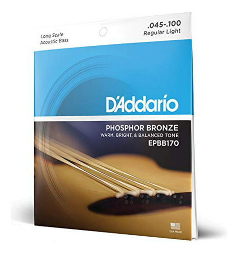 Cuerdas Para Bajo Acústico D'addario Bpb170, Bronce Fósforo