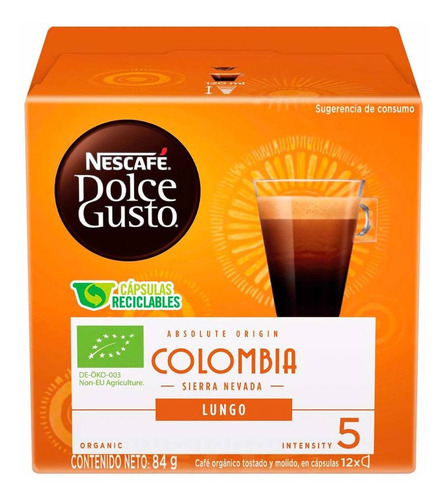 Caja De Cápsulas Café Nescafé Dolce Gusto Lungo Colombia X12