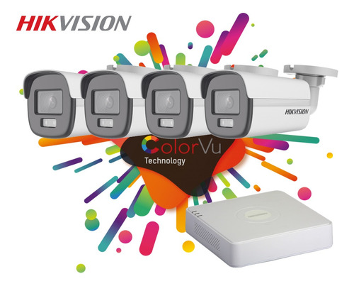 Kit 4 Camaras Bullet Colorvu 2.0mp 1080p Hikvision Jwk