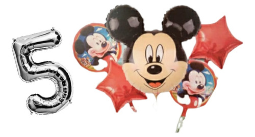 Set De Globos Metalizados Cara De Mickey Con Número 