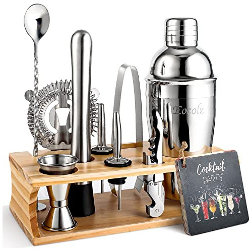 Cocktail Shaker Bar Set Kit De Barman Con Soporte Accesorios