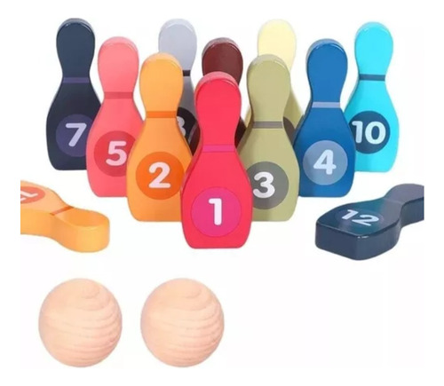 Juego De Bowling De Madera Con Números