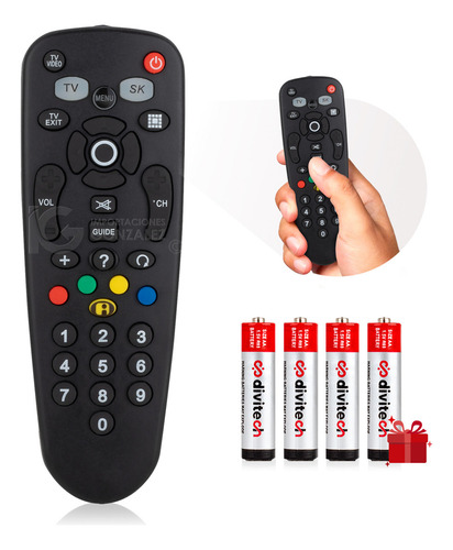 Control Remoto Compatible Con Sky Tv Genérico Hme-3sk Incluye 4 Pilas Divitech® AA