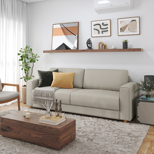Sofá 3 Lugares Hit 200cm No Linho Várias Cores