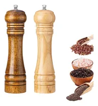 Comprar Molinillo De Pimienta Sal Y Especias Manual De Madera, 2 Pzs
