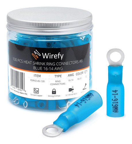 Terminales De Anillo Termorretractil Wirefy #8 - Marine G...