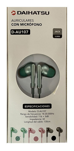 Auriculares In-ear Con Cable D-au107 Daihatsu Oficial 