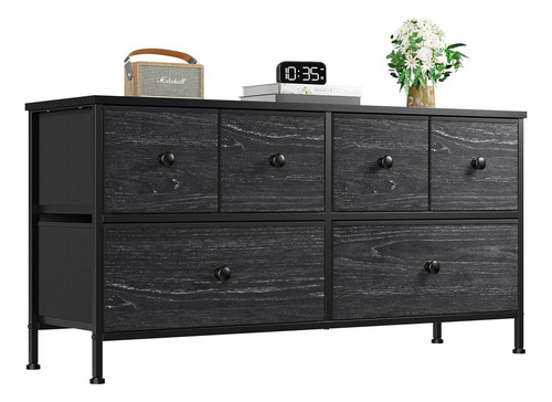 Mesa Para Tv Organizador Mueble Estante Con 6 Cajones Negro