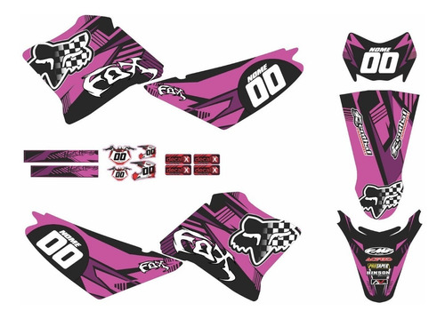 Adesivo Moto Cross Trilha Yamaha Xtz 125 Fox Rosa 0,20mm 072