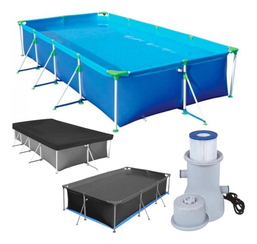 Piscina Retangular Premium 10.000 L+bomba 110v + Capa+ Forro