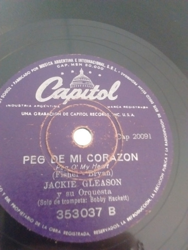 Jackie Gleason Bobby Hackett Disco Pasta Capitol 353037 C23