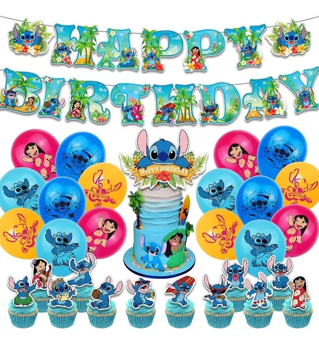 Disney-Decoraciones de Lilo & Stitch para fiesta de cumpleaños, plato de  papel de Ángel rosa para Baby Shower, decoración de globos, suministros de  vajilla