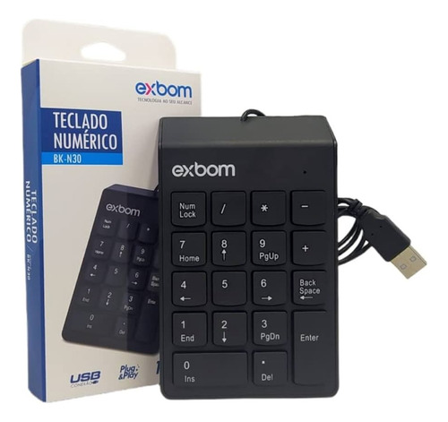 Teclado Numérico Com Fio Com 18 Teclas Portátil E Compacto Cor de teclado Preto
