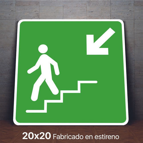 Señalamiento Icono Escalera Baja Izquierda Letrero 20x20