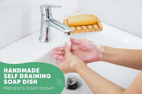 Jabonera De Bambú Para Ducha Con Base De Silicona Antidesliz
