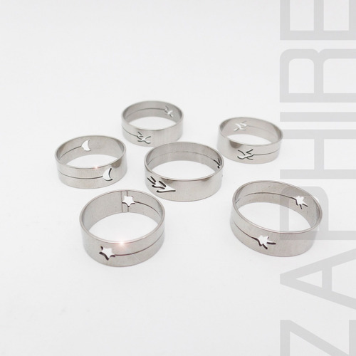 ´pack De 12 Anillos Acero Quirurgico Formas Caladas Laser Por Mayor