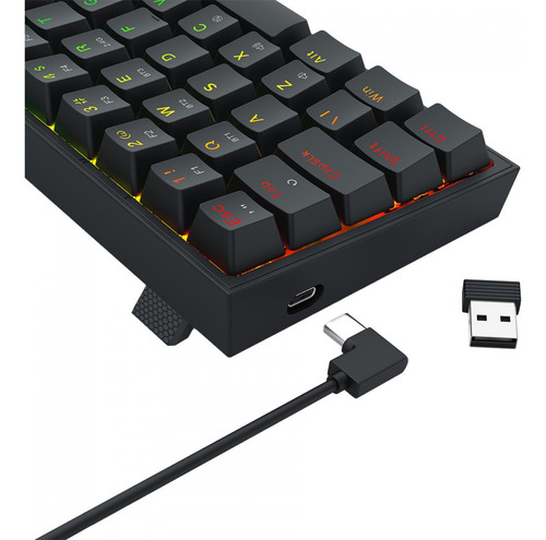 Teclado Gamer Redragon Rgb Wireless Bluetooth Abnt2 Preto