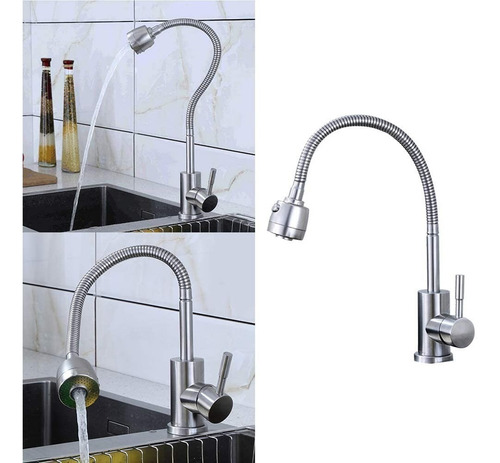 Llave Griferia Lavaplatos Fregadero Monomando Flexible Acero