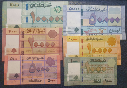 Libano 6 Billetes Coleccion Asia Libras Sin Circular Unc