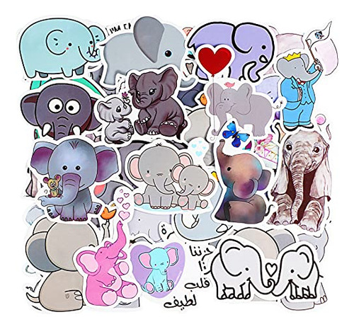 100 Pegatinas De Dibujos Animados De Elefante Lindas Ad...