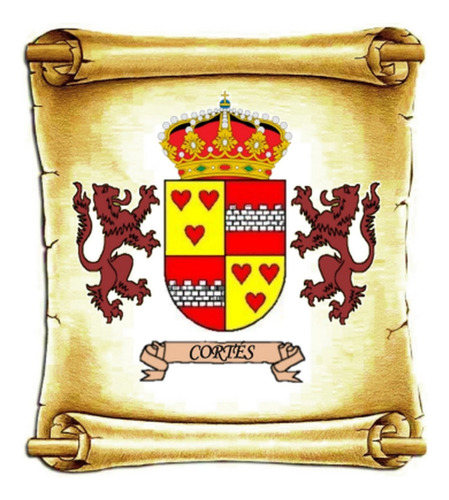 Escudo Del Apellido Cortés - Heraldica - Lamina 45 X 30 Cm