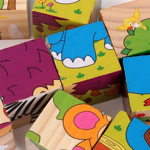 Imagen 8 de 9 de Rompecabezas Madera 6 En 1 Juguete Cubo Didáctico 9 Pcs