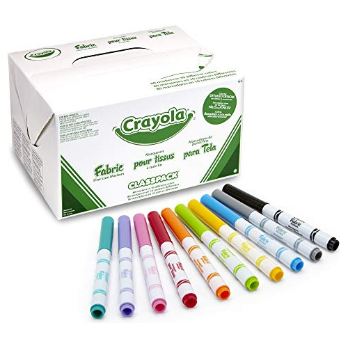 Crayola Fabric Marker Classpack, Diez Colores Surtidos, 80/c