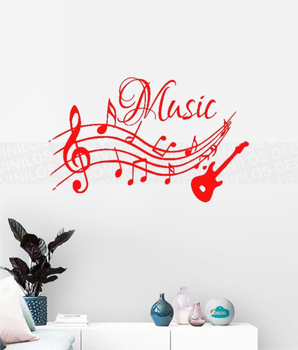 Vinilo Decorativo Musica Personalizado Music Notas Guitarras