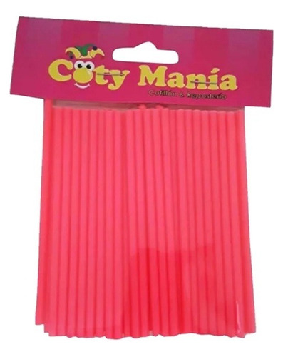 Palito Para Chupetin Plastico Rosa Fluo 10 Cm Pack X 50 Un