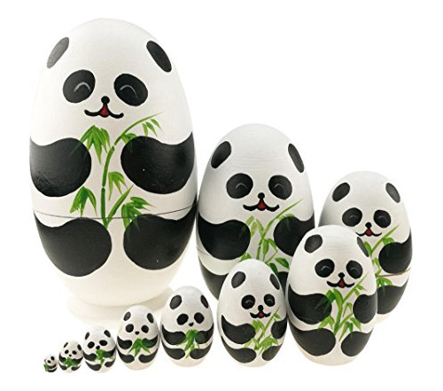 Cute Animal Theme Negro Y Blanco Panda Forma De Huevo Madera