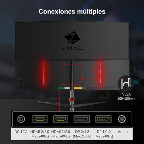Monitor Gamer Z-Edge con pantalla de 1" 240Hz 127V y resolución Full HD