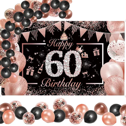 60.º Cumpleaños, Kit De Globos Con Pancarta Oro Rosa 60 Años